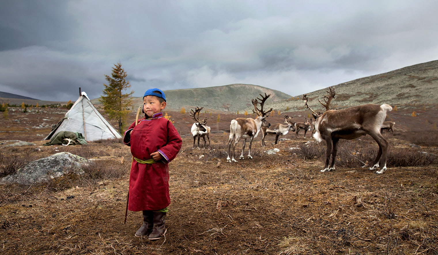Nomaden Kind bei Rundreise Mongolei