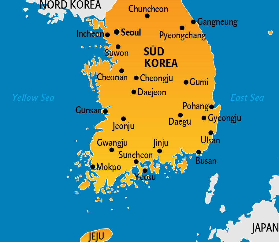 Südkorea Karte, Landkarte von Süd Korea