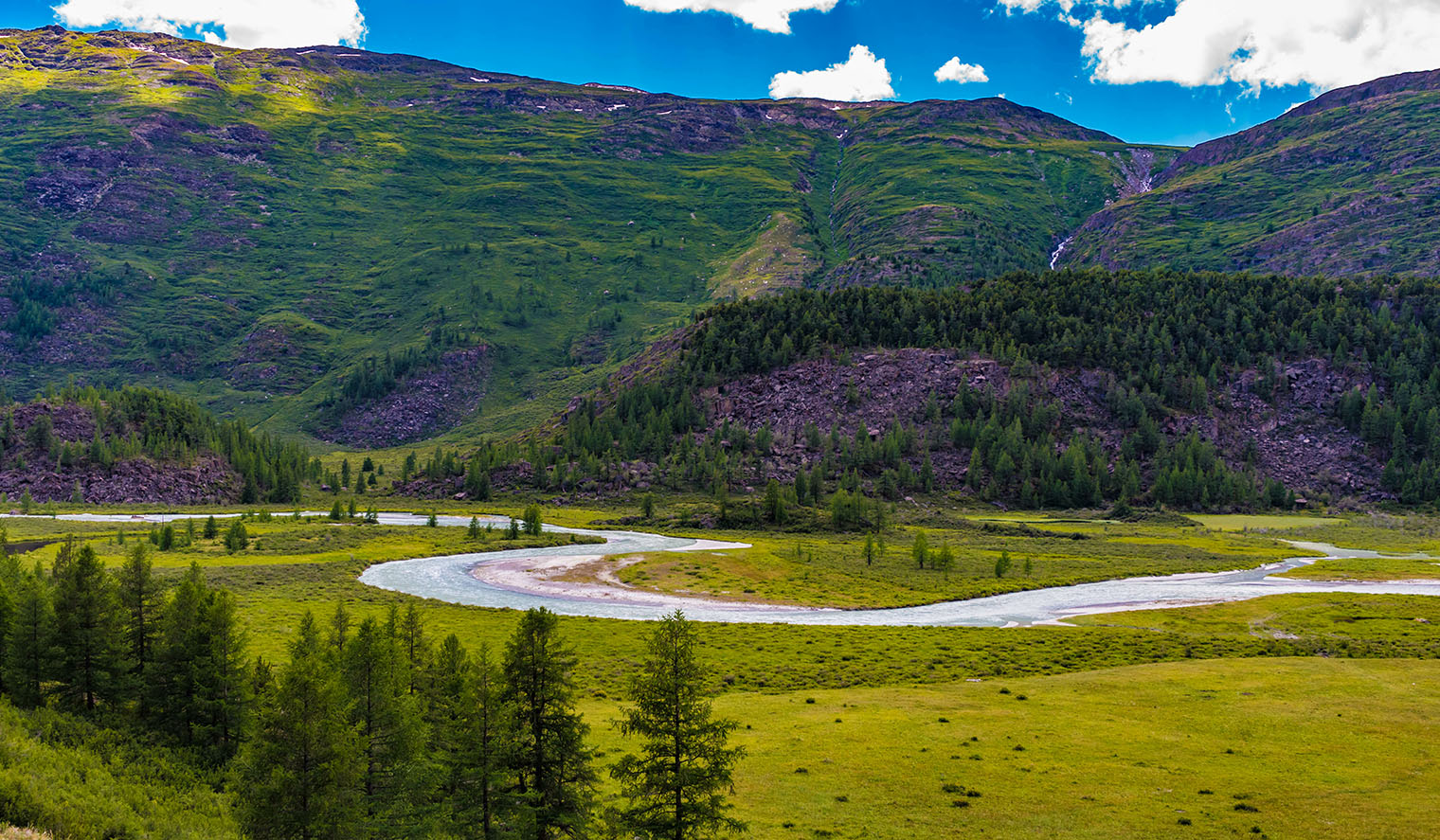 Fluss Bashang Graslandschaft Mongolei